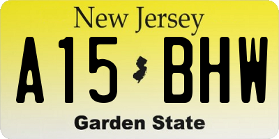 NJ license plate A15BHW
