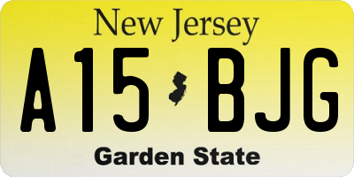 NJ license plate A15BJG
