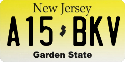 NJ license plate A15BKV