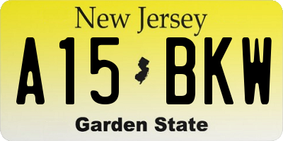NJ license plate A15BKW