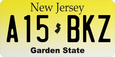 NJ license plate A15BKZ