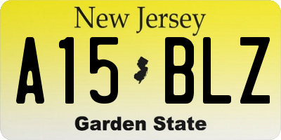 NJ license plate A15BLZ