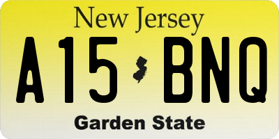 NJ license plate A15BNQ