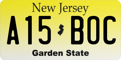 NJ license plate A15BOC