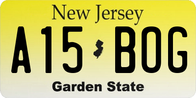 NJ license plate A15BOG