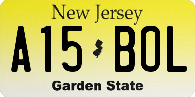 NJ license plate A15BOL