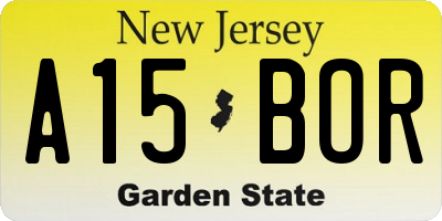 NJ license plate A15BOR