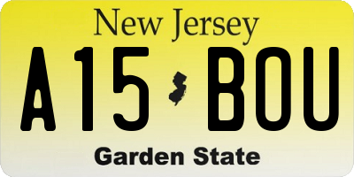 NJ license plate A15BOU