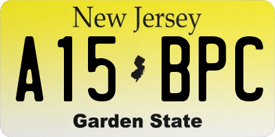 NJ license plate A15BPC