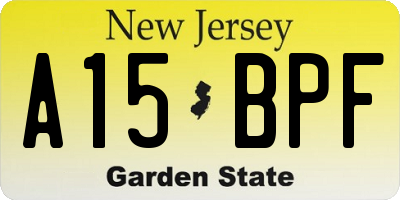 NJ license plate A15BPF