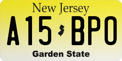 NJ license plate A15BPO