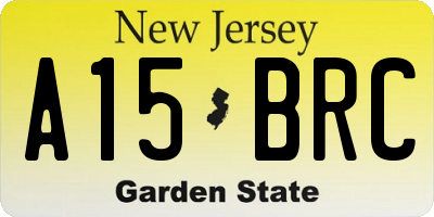 NJ license plate A15BRC