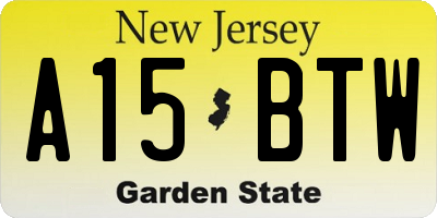 NJ license plate A15BTW