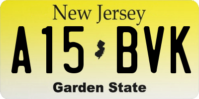 NJ license plate A15BVK