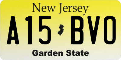 NJ license plate A15BVO