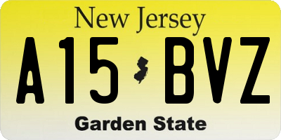NJ license plate A15BVZ