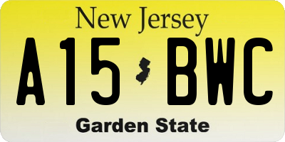 NJ license plate A15BWC