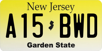 NJ license plate A15BWD