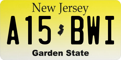 NJ license plate A15BWI