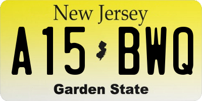 NJ license plate A15BWQ