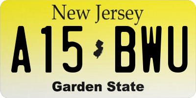 NJ license plate A15BWU