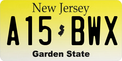 NJ license plate A15BWX