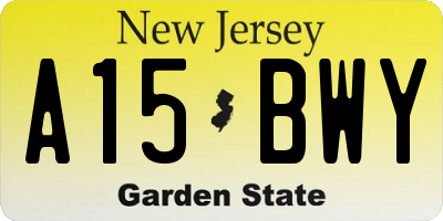 NJ license plate A15BWY
