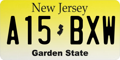 NJ license plate A15BXW