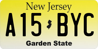 NJ license plate A15BYC
