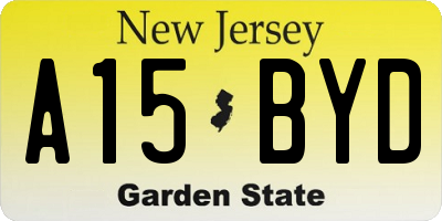 NJ license plate A15BYD