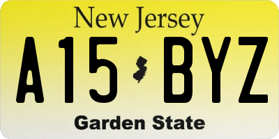 NJ license plate A15BYZ
