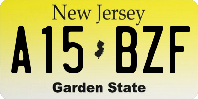 NJ license plate A15BZF