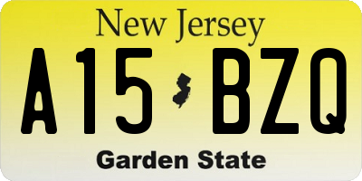 NJ license plate A15BZQ