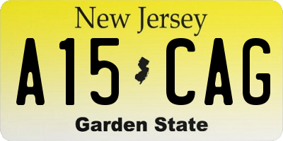 NJ license plate A15CAG