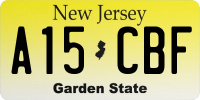 NJ license plate A15CBF