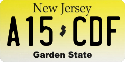 NJ license plate A15CDF