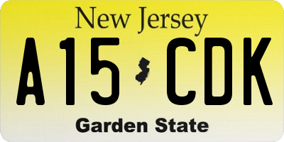 NJ license plate A15CDK