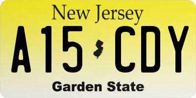 NJ license plate A15CDY