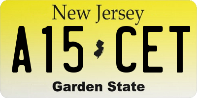 NJ license plate A15CET
