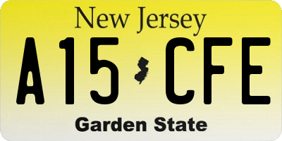NJ license plate A15CFE