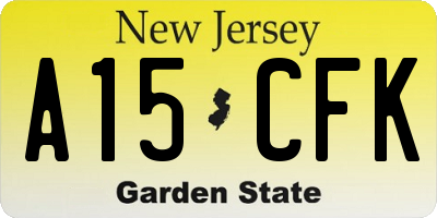 NJ license plate A15CFK