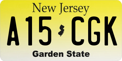 NJ license plate A15CGK