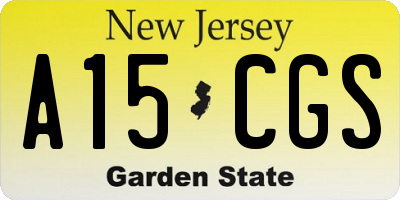 NJ license plate A15CGS