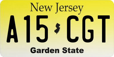NJ license plate A15CGT