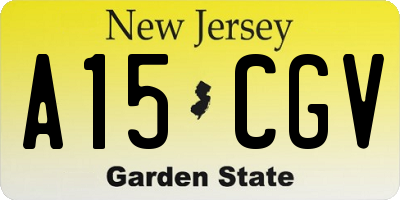 NJ license plate A15CGV