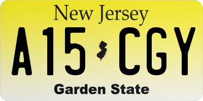 NJ license plate A15CGY
