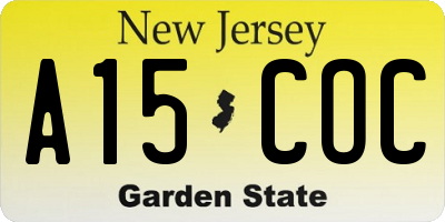 NJ license plate A15COC