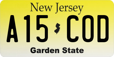 NJ license plate A15COD
