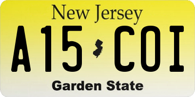 NJ license plate A15COI