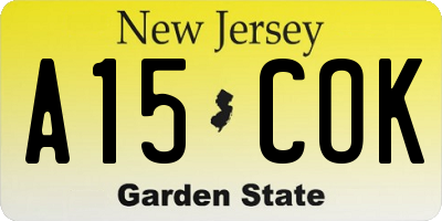 NJ license plate A15COK